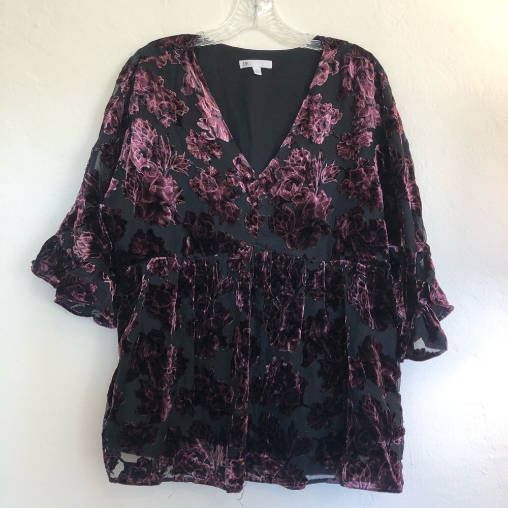 Floral Velvet Babydoll Top